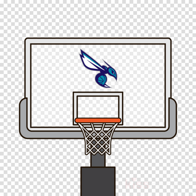 a basketball hoop with a blue bird flying over it
