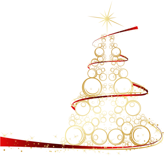 a christmas tree with gold and red swirls