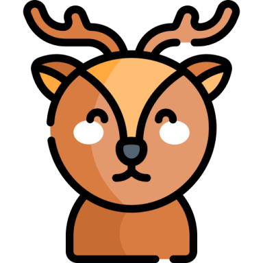 a cartoon deer with horns on it's head