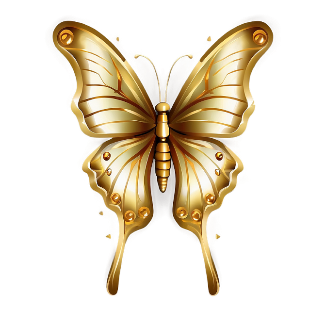 a golden butterfly on a white background