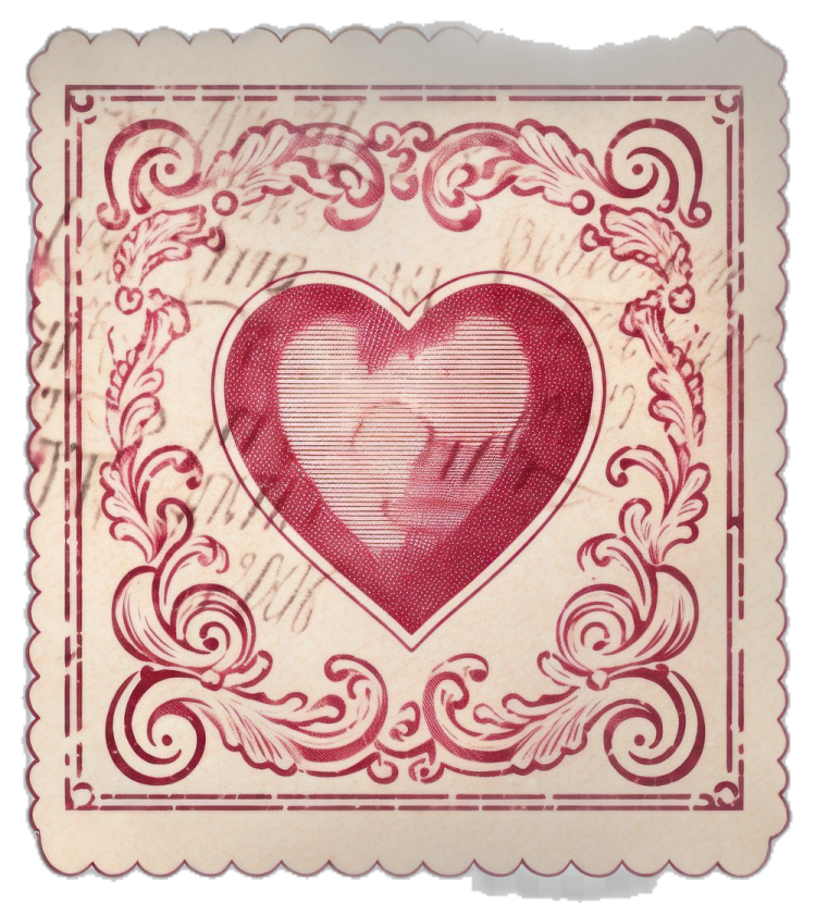 a vintage valentine card with a heart in the middle