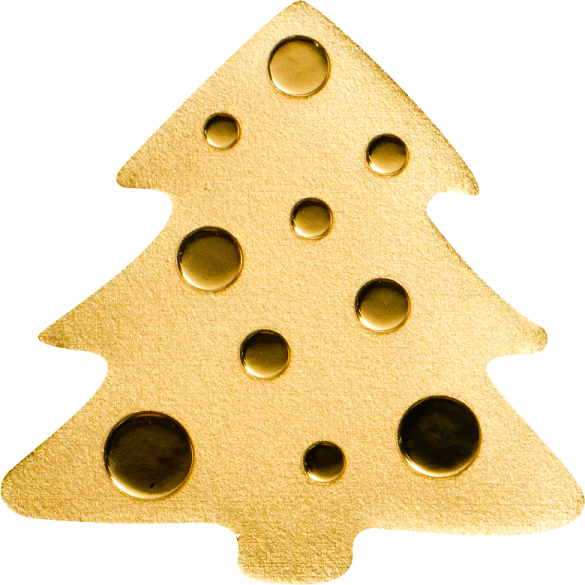 a gold christmas tree with holes on it