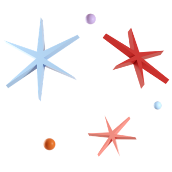 a group of colorful stars on a white background