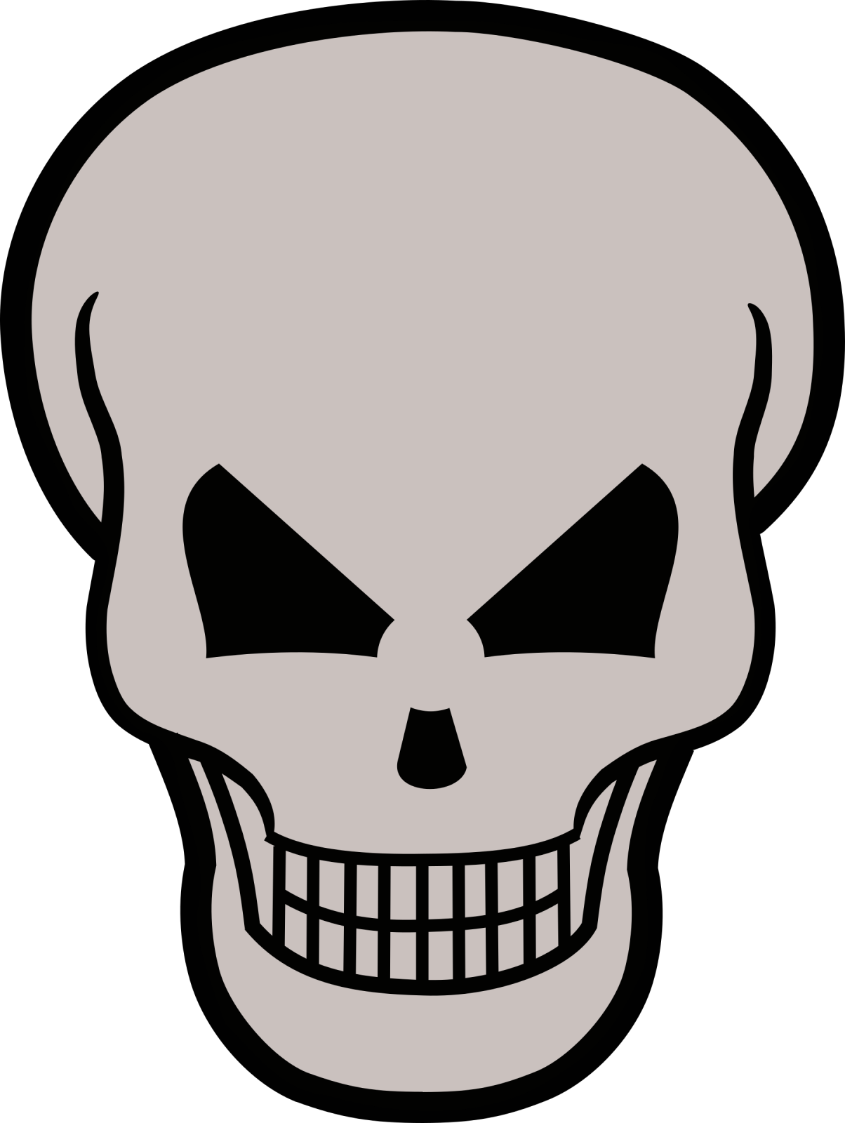 a black and white skull on a white background