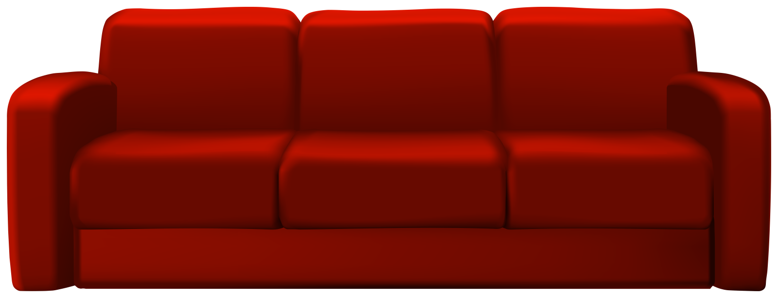 a red couch on a white background