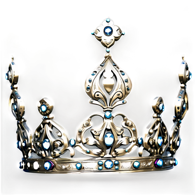 a silver and blue crown on a white background
