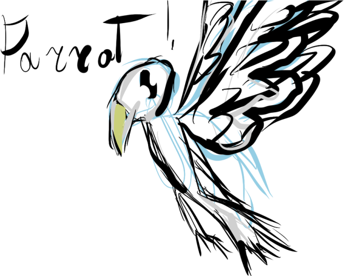 a drawing of a bird with its wings spread
