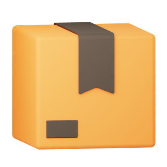 an orange cube with a black arrow on it