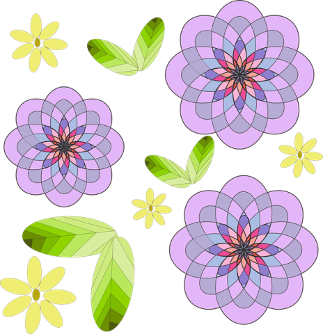 a bunch of flowers on a white background