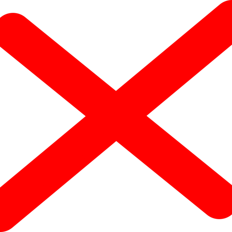 a red x icon on white background