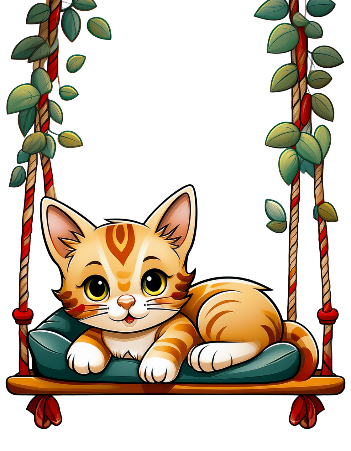 a cat lying on a swing vector