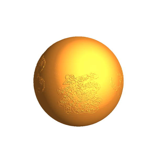 a golden sphere with a white background