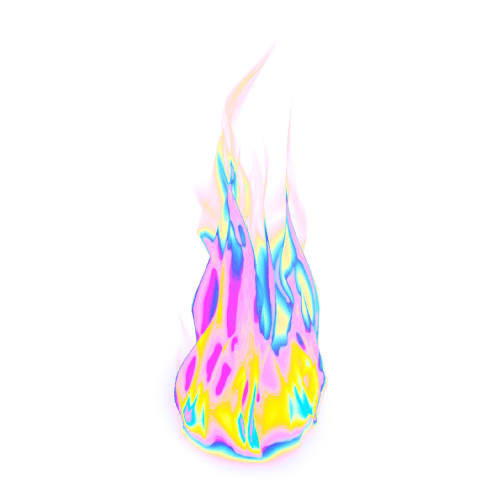 a colorful fire on a white background
