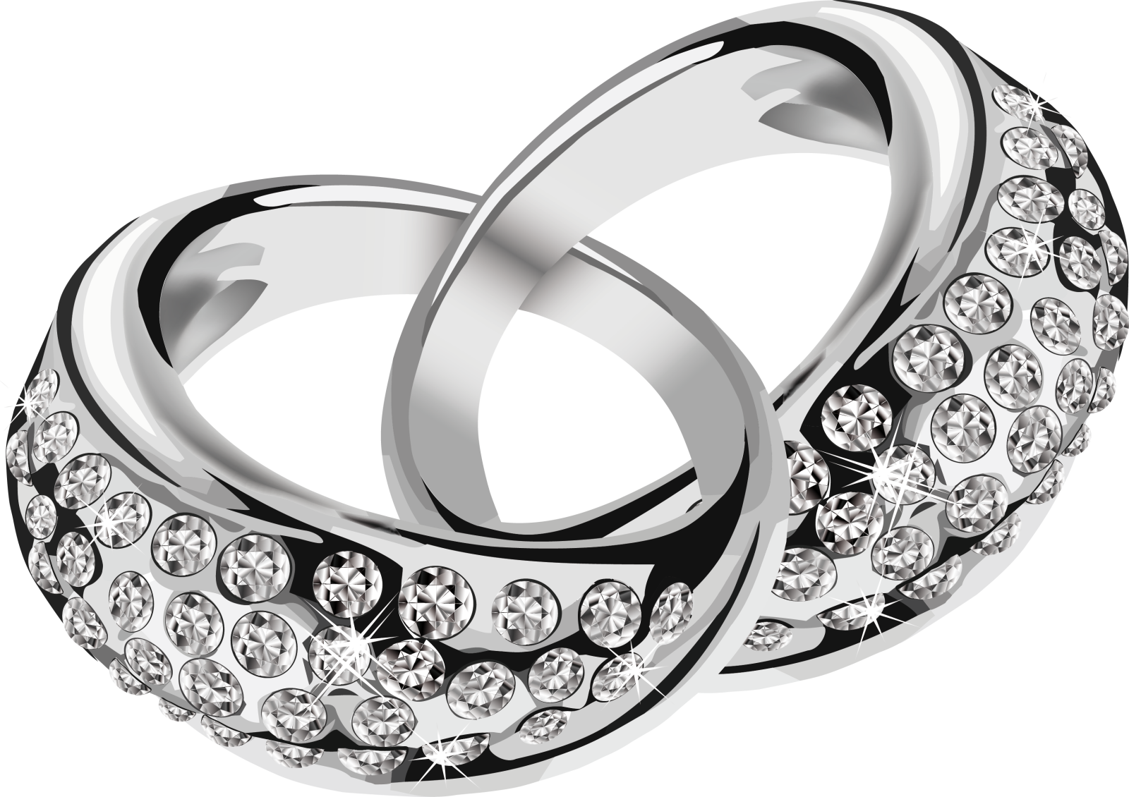 a pair of wedding rings with diamonds