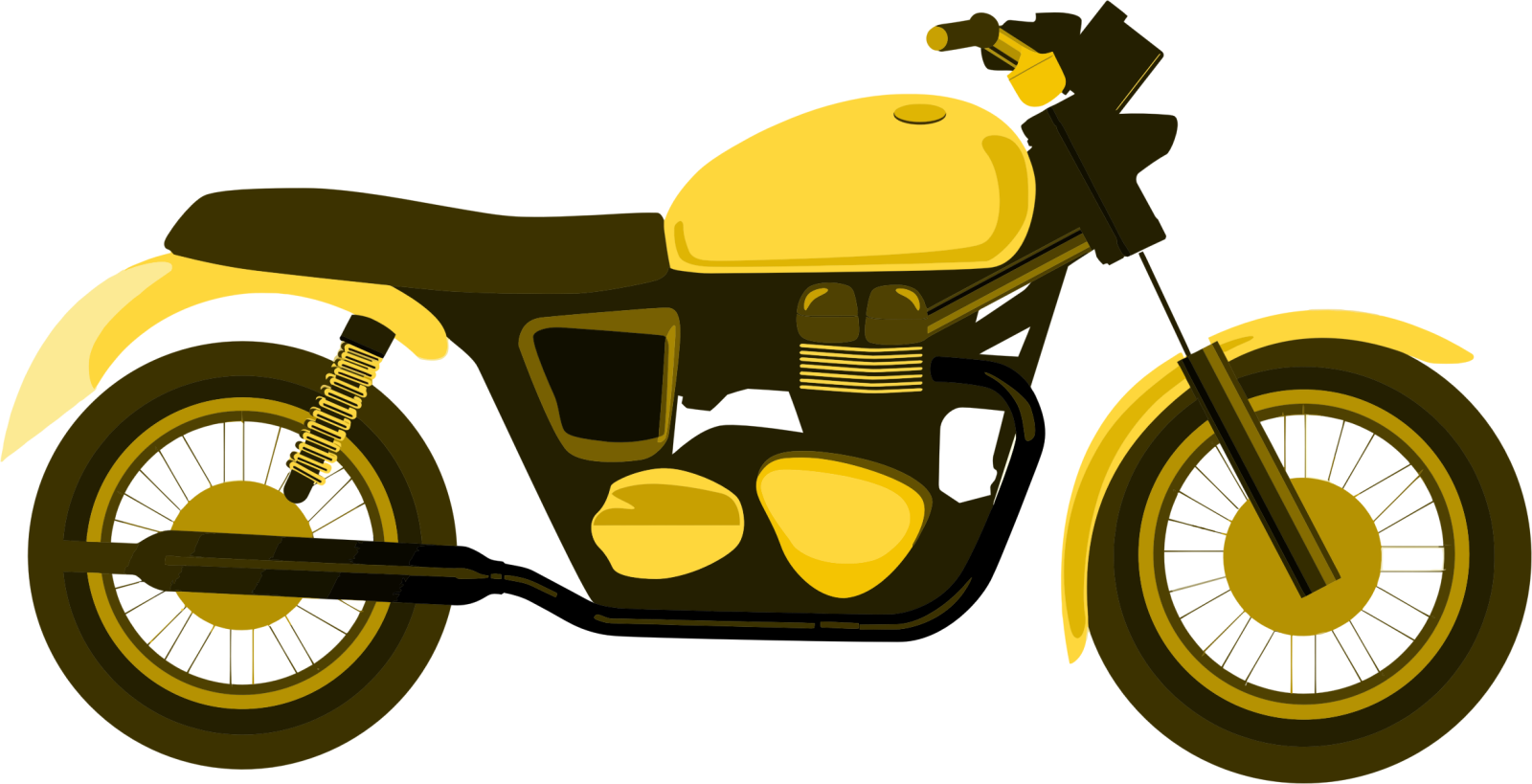 a black and yellow motorcycle on a white background