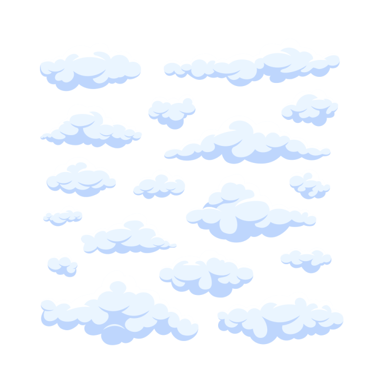 a bunch of clouds on a white background