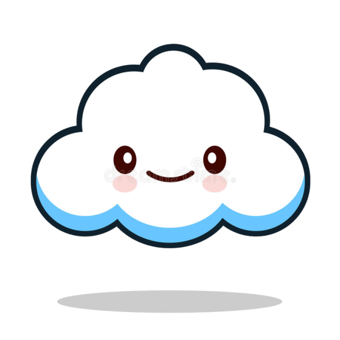 a cute cloud with smiling face on white background royalty illustration