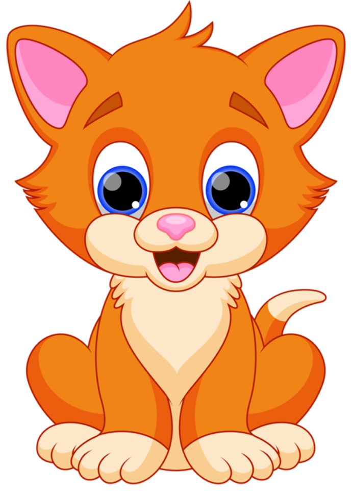 a cartoon cat with big blue eyes