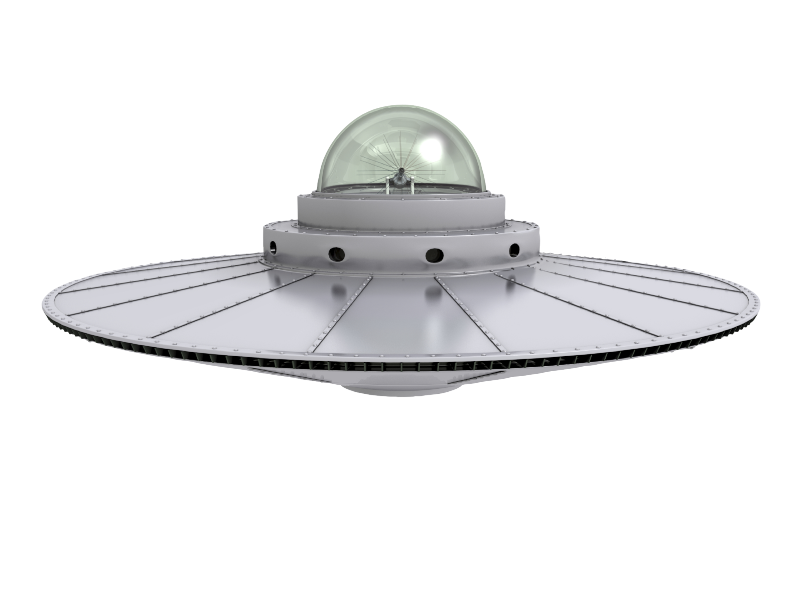 a white ufo spaceship with a light on top