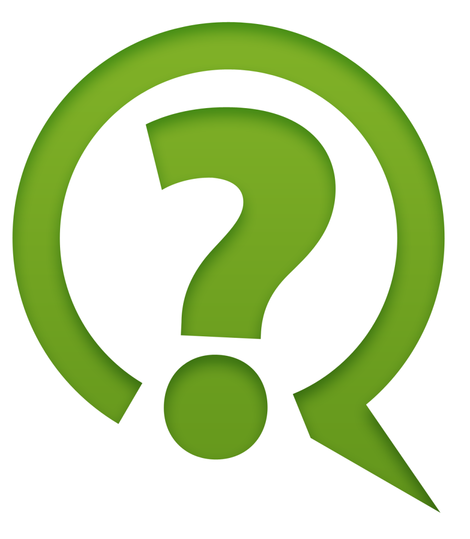 a green question sign with a white background