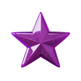 a purple glitter star on a white background