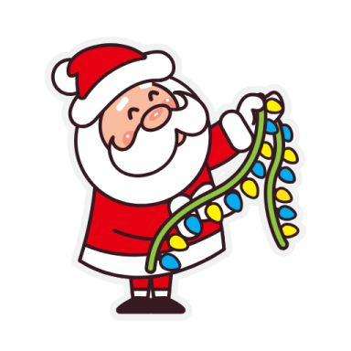 a santa claus holding a christmas tree branch