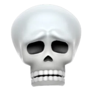 a white skull with black eyes