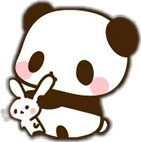 a cartoon panda hugging a small rabbit