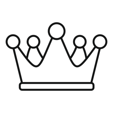 a black and white icon of a crown
