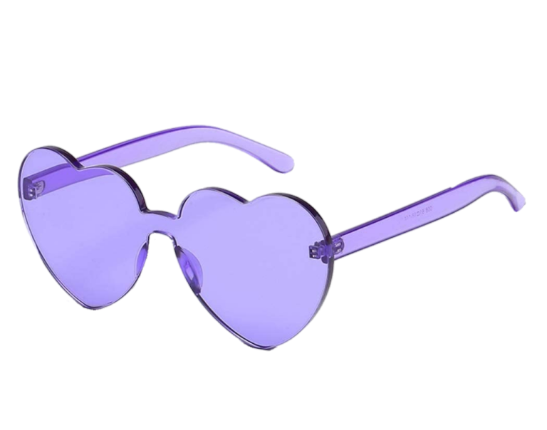 a pair of purple heart shaped sunglasses