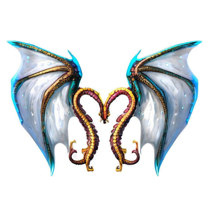 a pair of blue and gold dragon wings