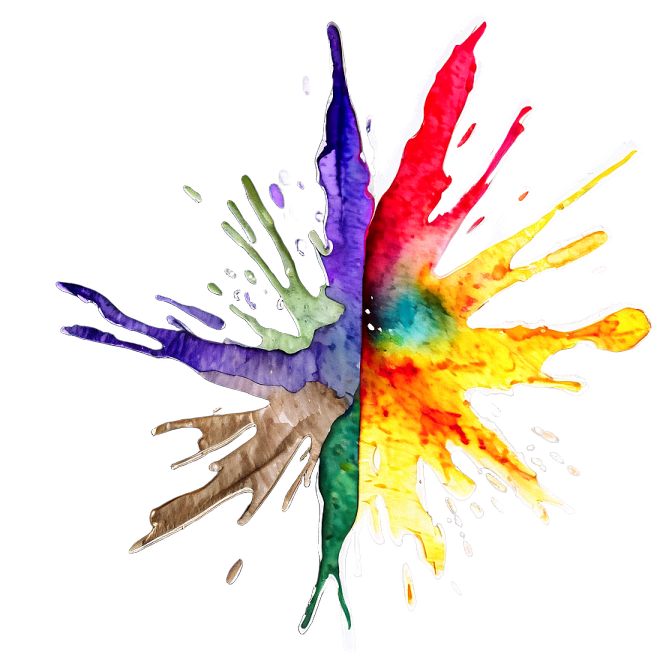 a picture of two hands painted in different colors
