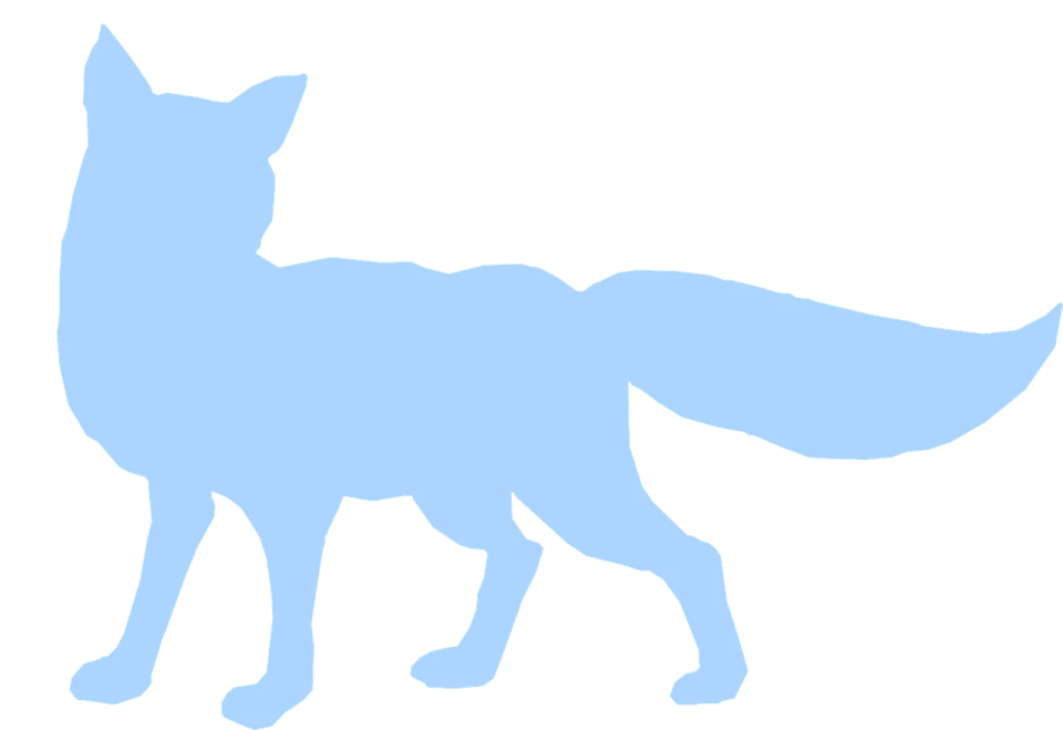 a silhouette of a fox on a white background