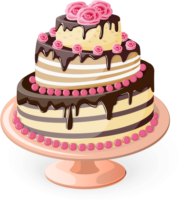 a cake with chocolate and pink flowers on top