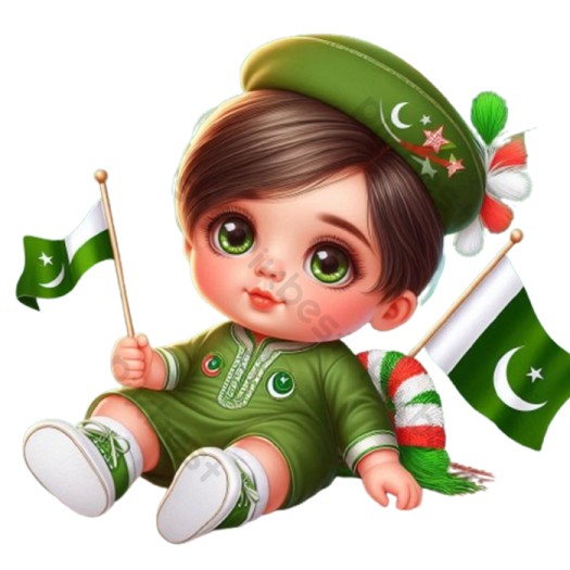 a little girl with pakistan's flag