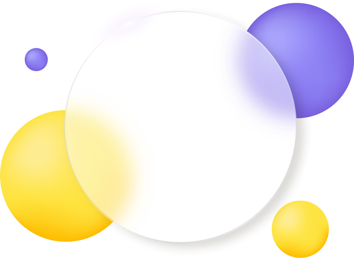 a white circle with yellow and blue circles