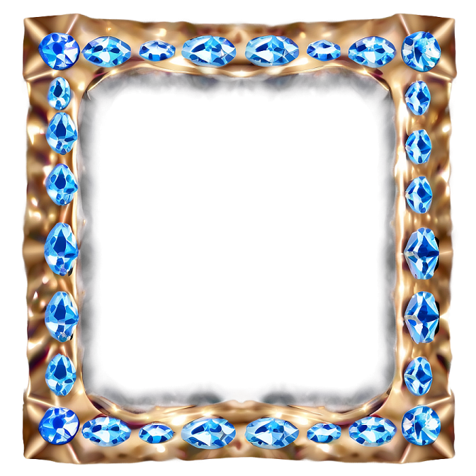 a gold frame with blue gems on white background