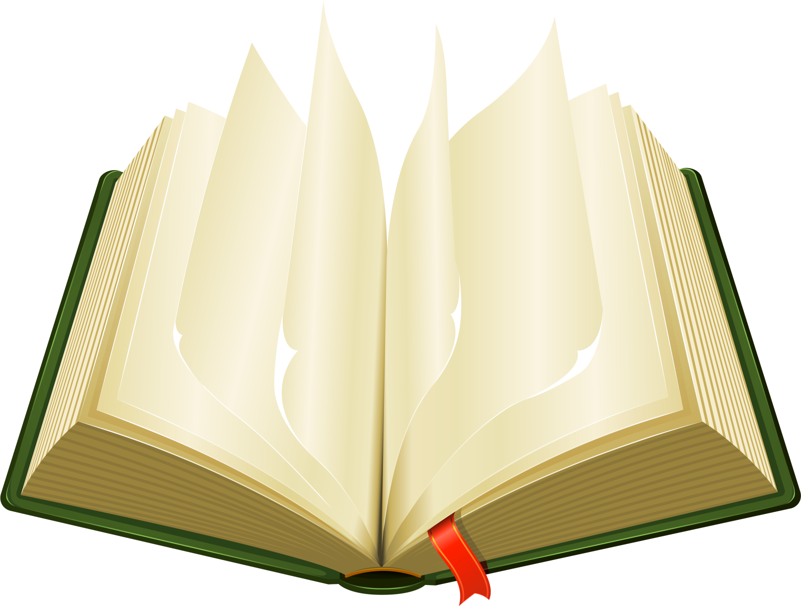 an open book with a red ribbon