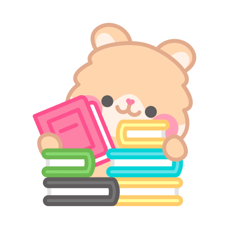 a teddy bear sitting on top of books