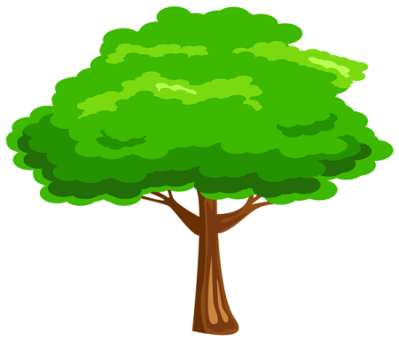 a cartoon tree with green leaves