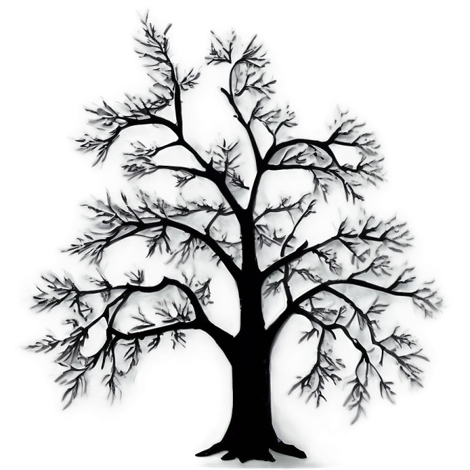 a black and white drawing of a tree