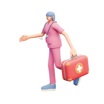 a person with a suitcase and a stel