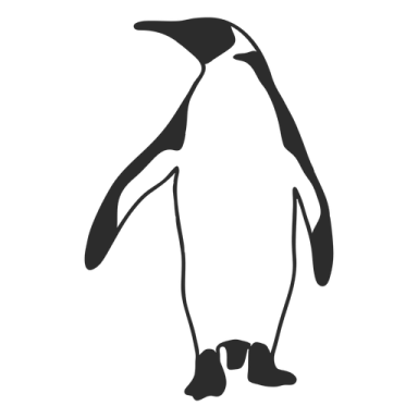 a black and white penguin silhouetted on a white background