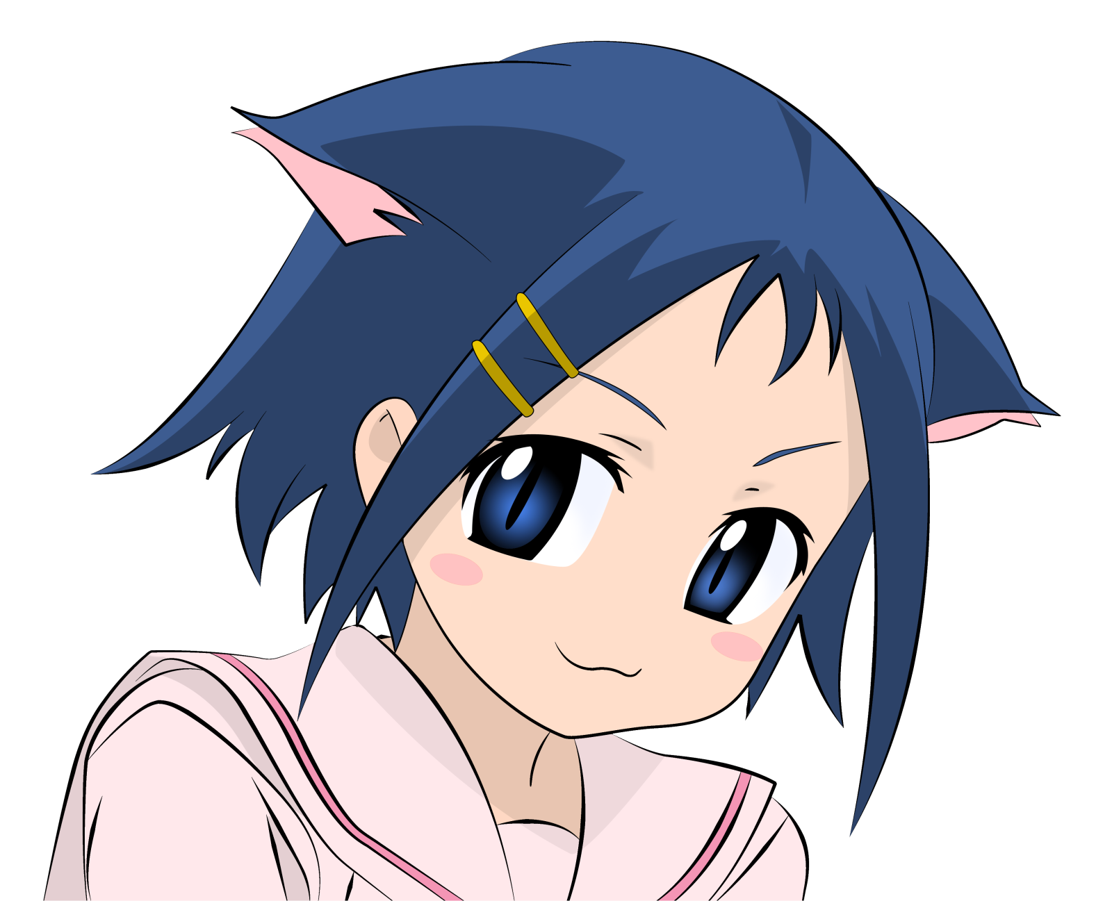 an anime girl with blue hair and black eyes