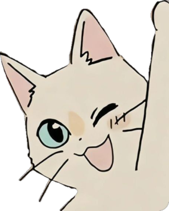 a drawing of a white cat with blue eyes