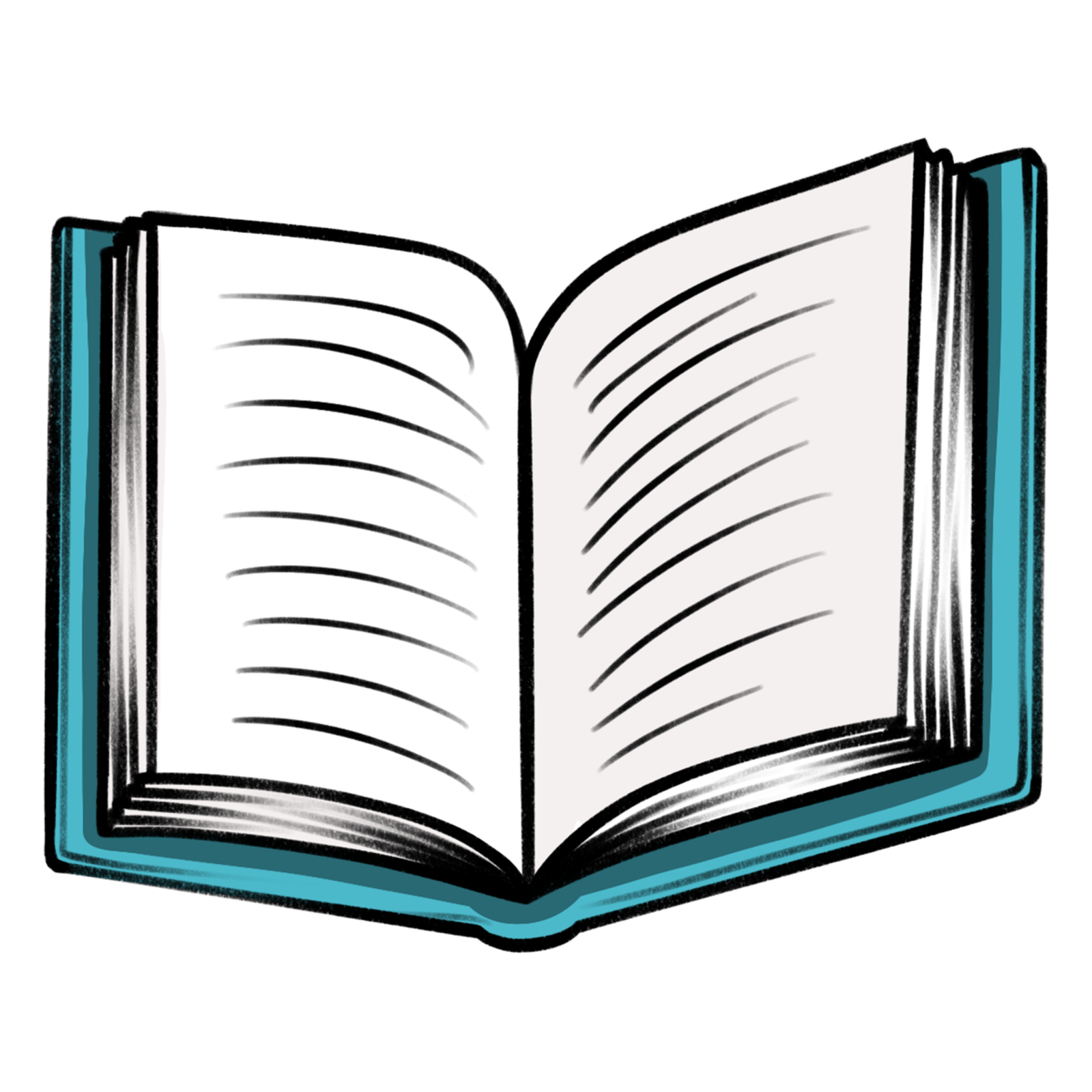 an open book on a white background