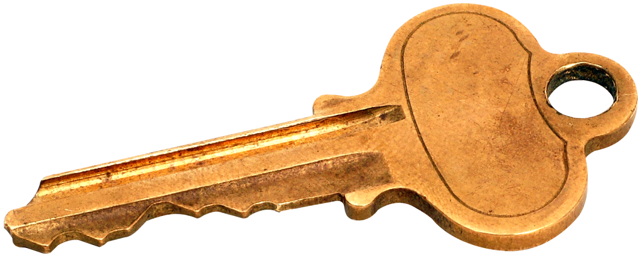 a golden key on a white background