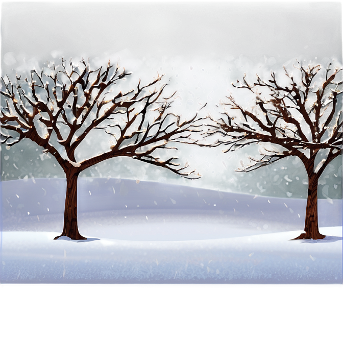 two trees in the snow