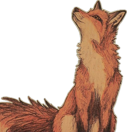 a drawing of a fox on a white background