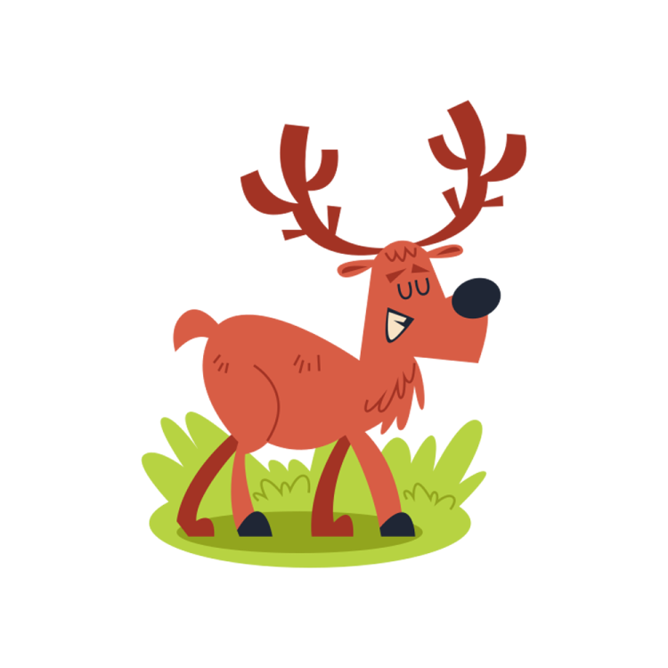 a cartoon deer standing in the grass